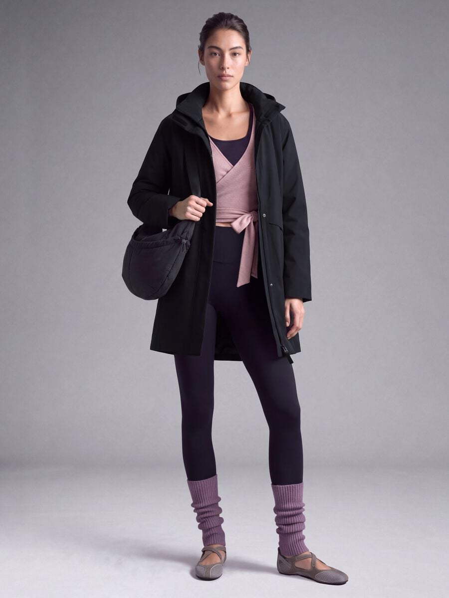 Black water-repellent hooded jacket with zip, regular fit ALTAVIA STUDIO_0