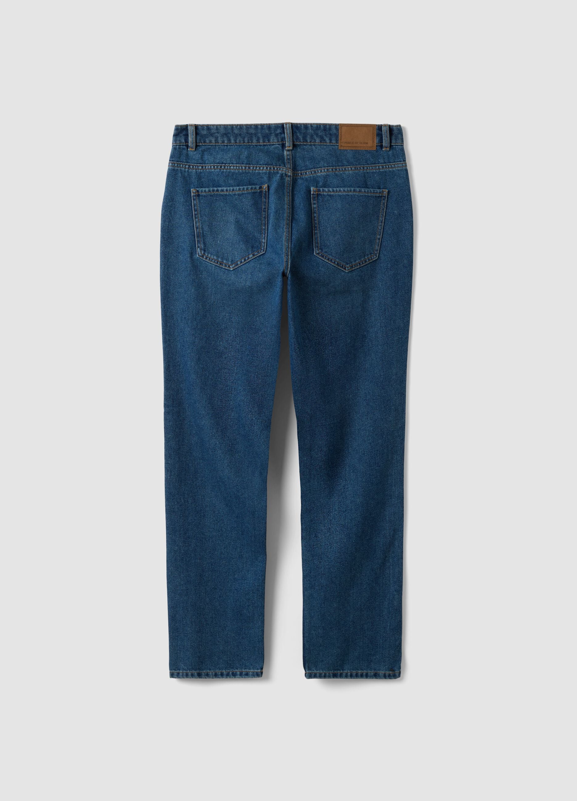 Blue denim jeans in cotton and viscose blend, regular fit