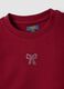 Red pure cotton crew-neck sweatshirt with bow for girls_2