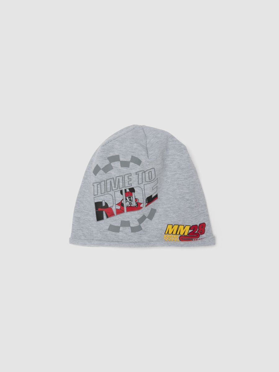 Grey stretch cotton jersey hat with Mickey print for boys_0