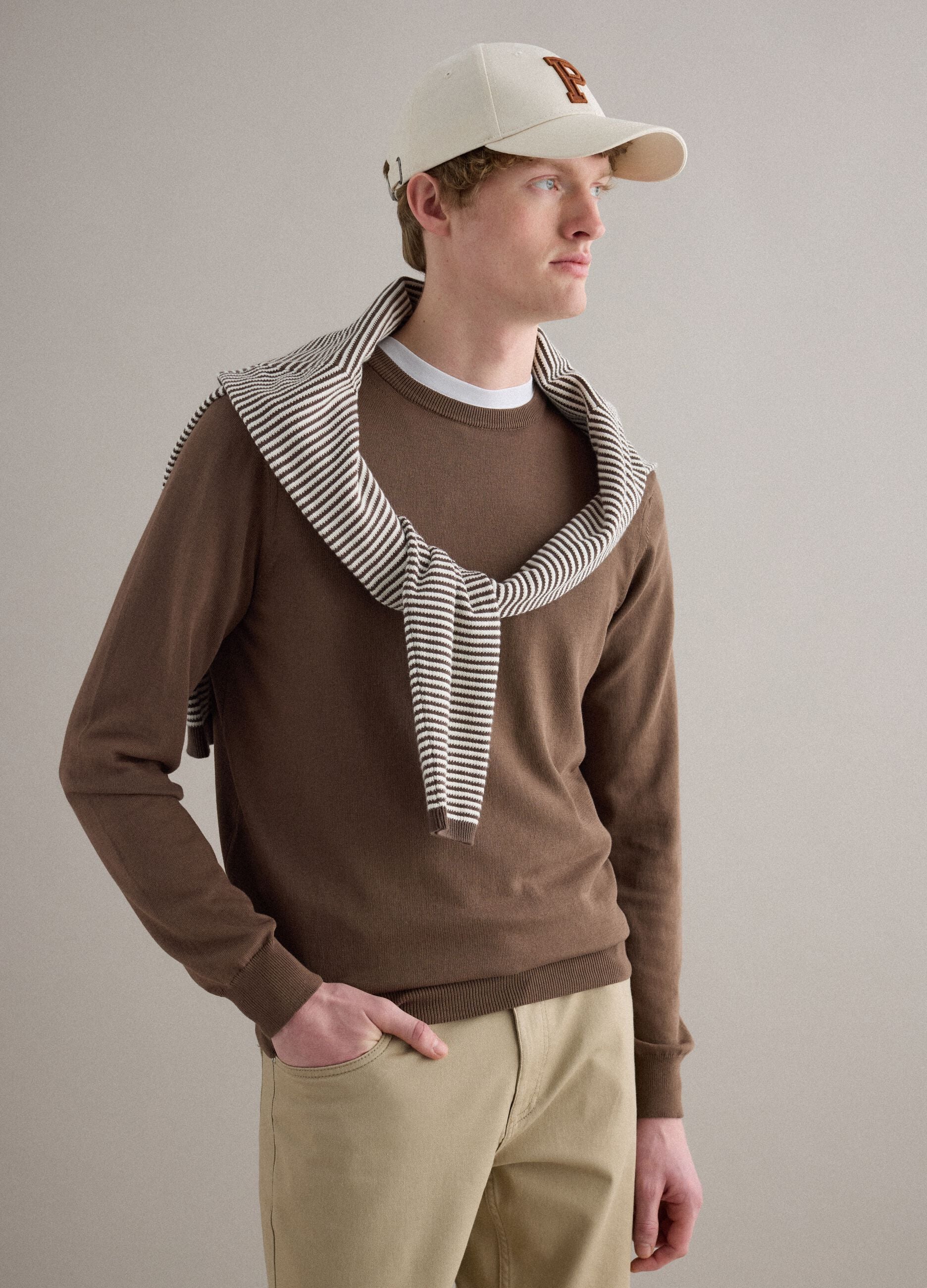 Brown Sweater in Pure Cotton