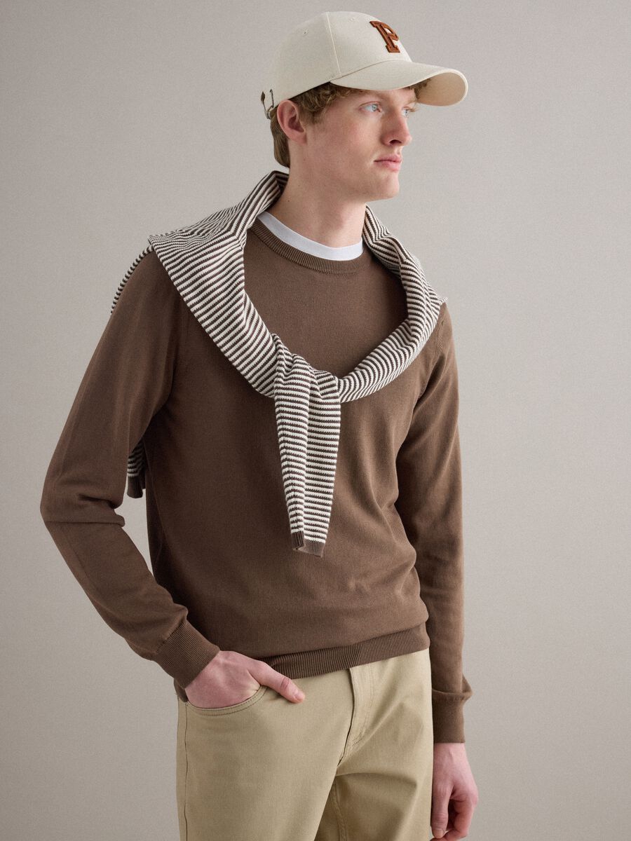Maglione marrone in puro cotone_2