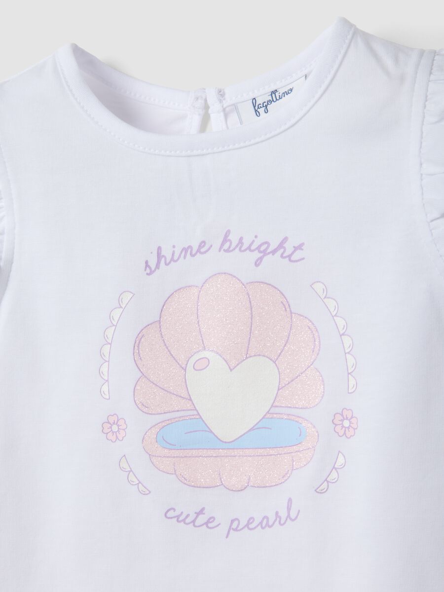 Tank top bianco in puro cotone organico da bimba con stampa e volant_2