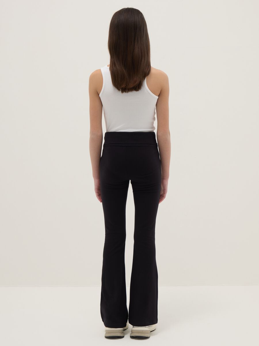 Leggings in cotone elasticizzato neri da ragazza flare fit_1