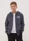 Grey full-zip cotton-blend hooded sweatshirt for boys_1
