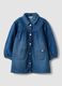 Blue denim cotton-viscose blend crew-neck dress for baby girl_0