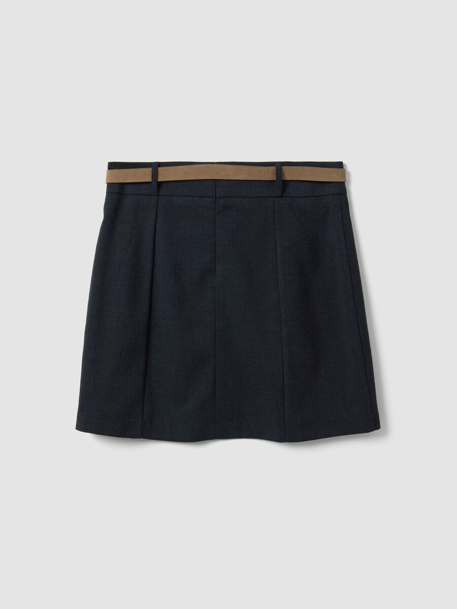 Grey stretch viscose mini skirt with belt_6