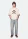 White pure cotton T-shirt with Six Seven front print, boxy fit_2