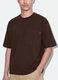Brown pure cotton T-shirt with chest pocket, boxy fit_3