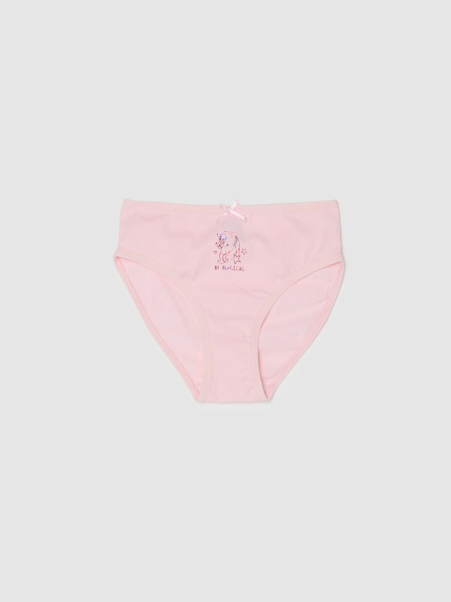 Girls Pink Stretch Cotton Regular Fit Knickers with Unicorn_0