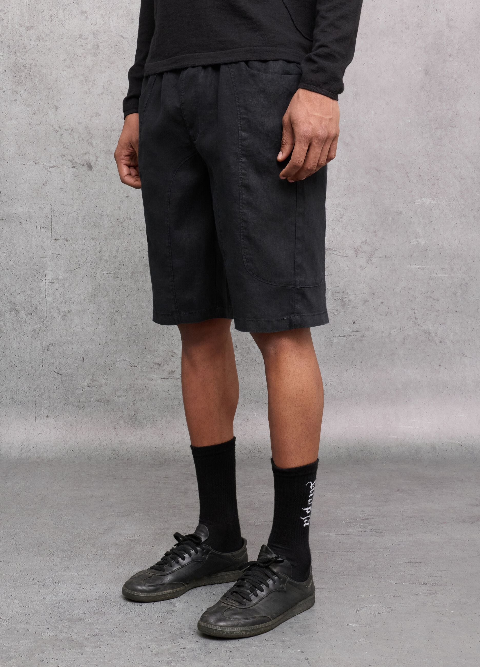 100% Linen Shorts Black