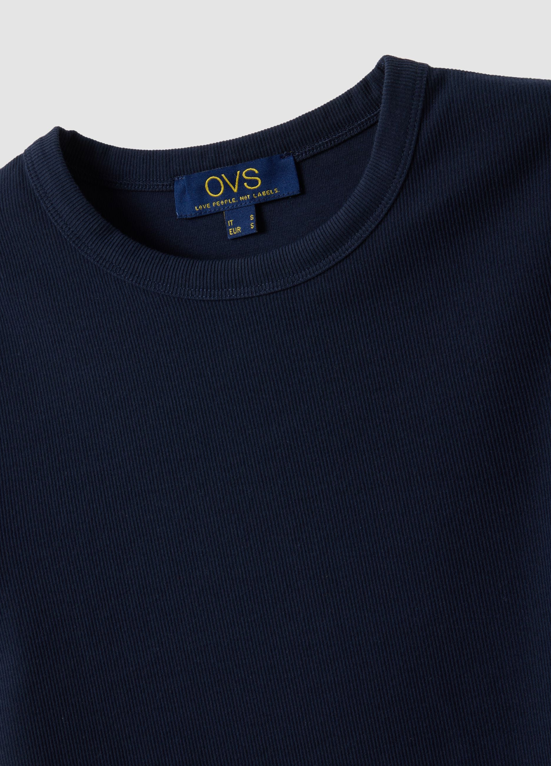 Blue fitted short-sleeve stretch-cotton T-shirt