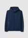 Blue Regular Fit Hooded Sweatshirt with Front Zip Neck_4