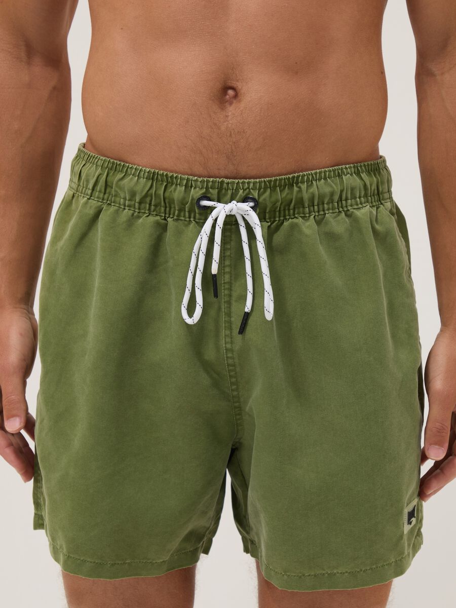 Sea-green boxer swim shorts with drawstring_1