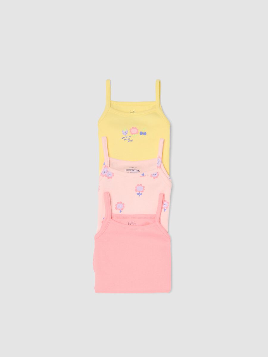 Tripack body senza maniche in puro cotone multicolor da neonata_3