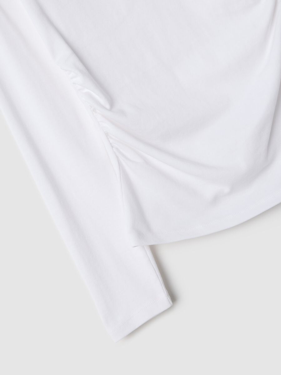 White long sleeve pure cotton regular fit t-shirt_5