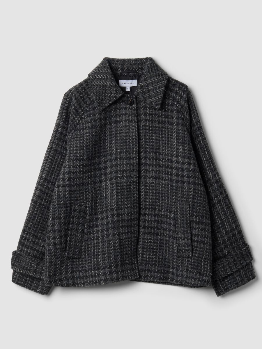 Grey houndstooth wool-blend coat_0