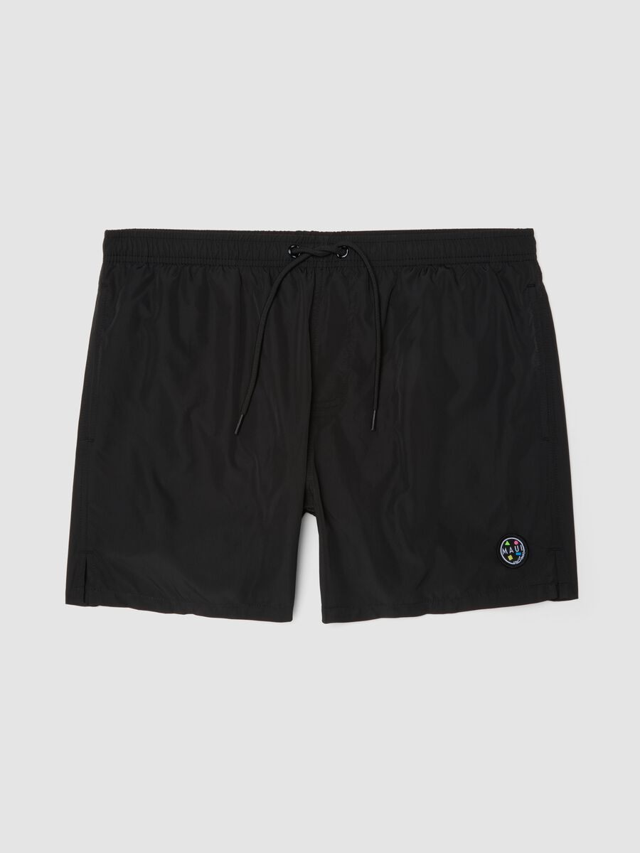 Black swim shorts with elasticated waistband_4