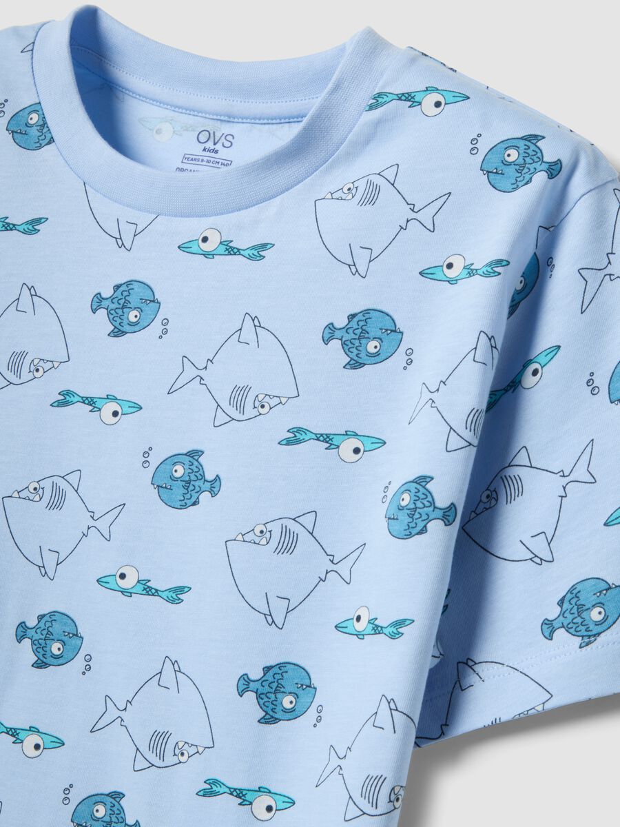 Blue pure organic cotton boys&rsquo; pyjamas with fish print_2