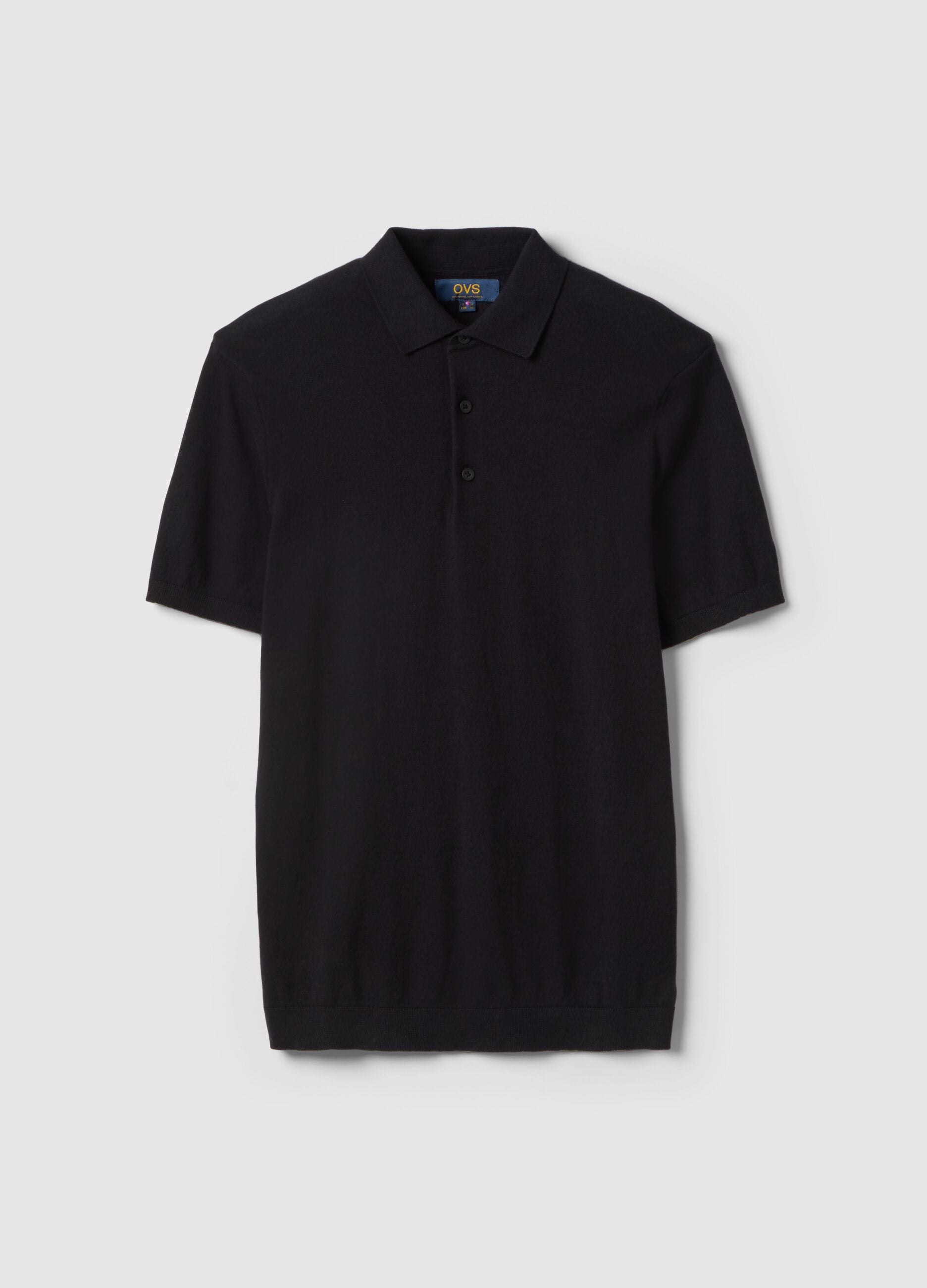Black pure cotton polo shirt regular fit