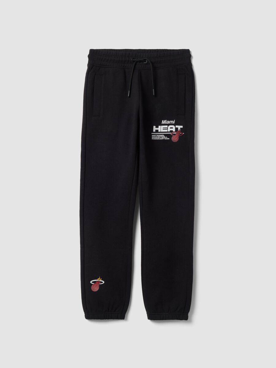 Black cotton-blend joggers with Miami Heat print, regular fit_0