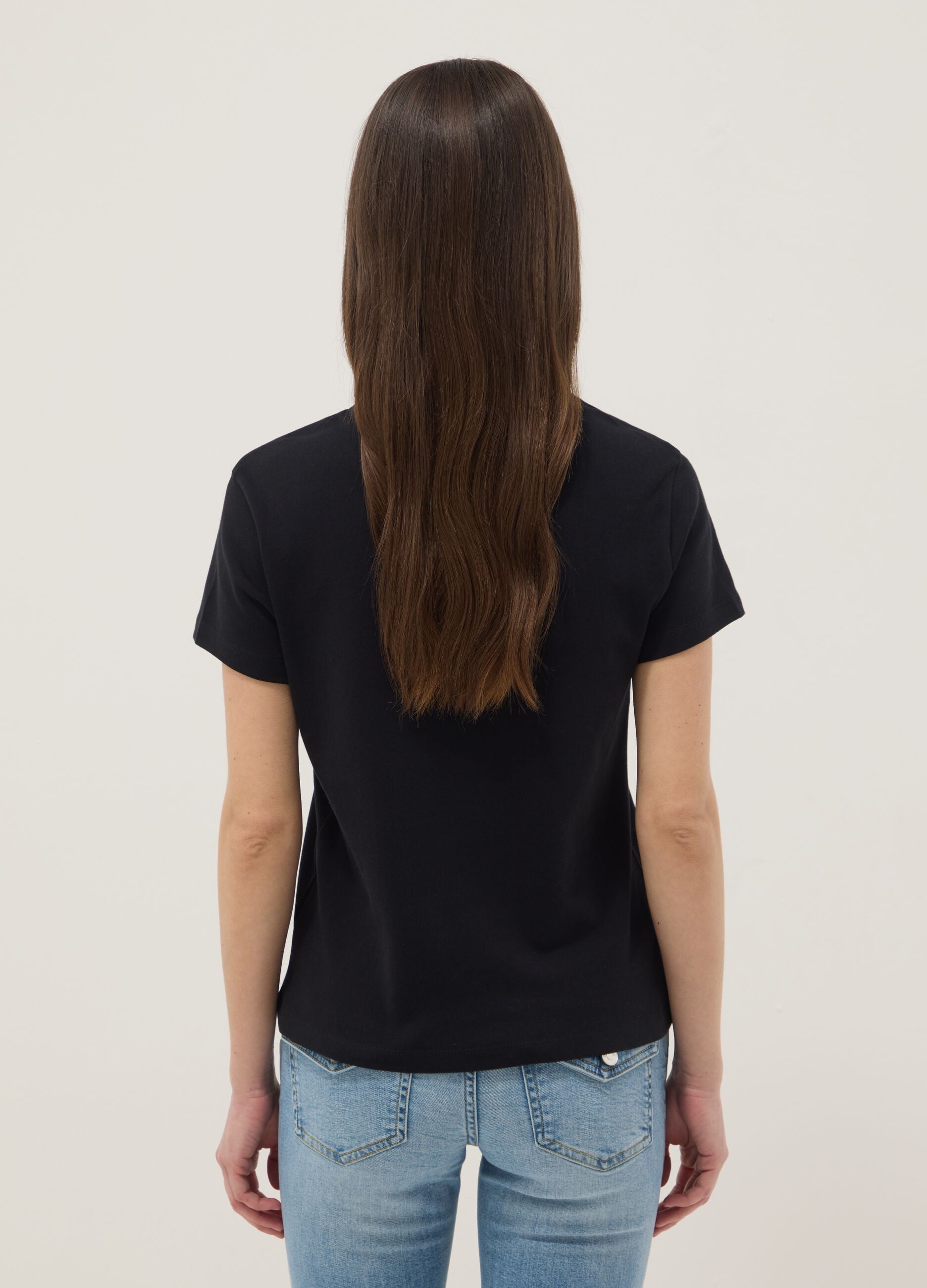 Black pure cotton regular fit T-shirt