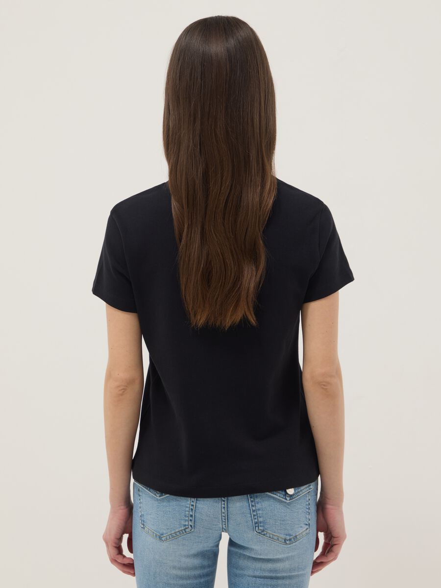 Black pure cotton regular fit T-shirt_3