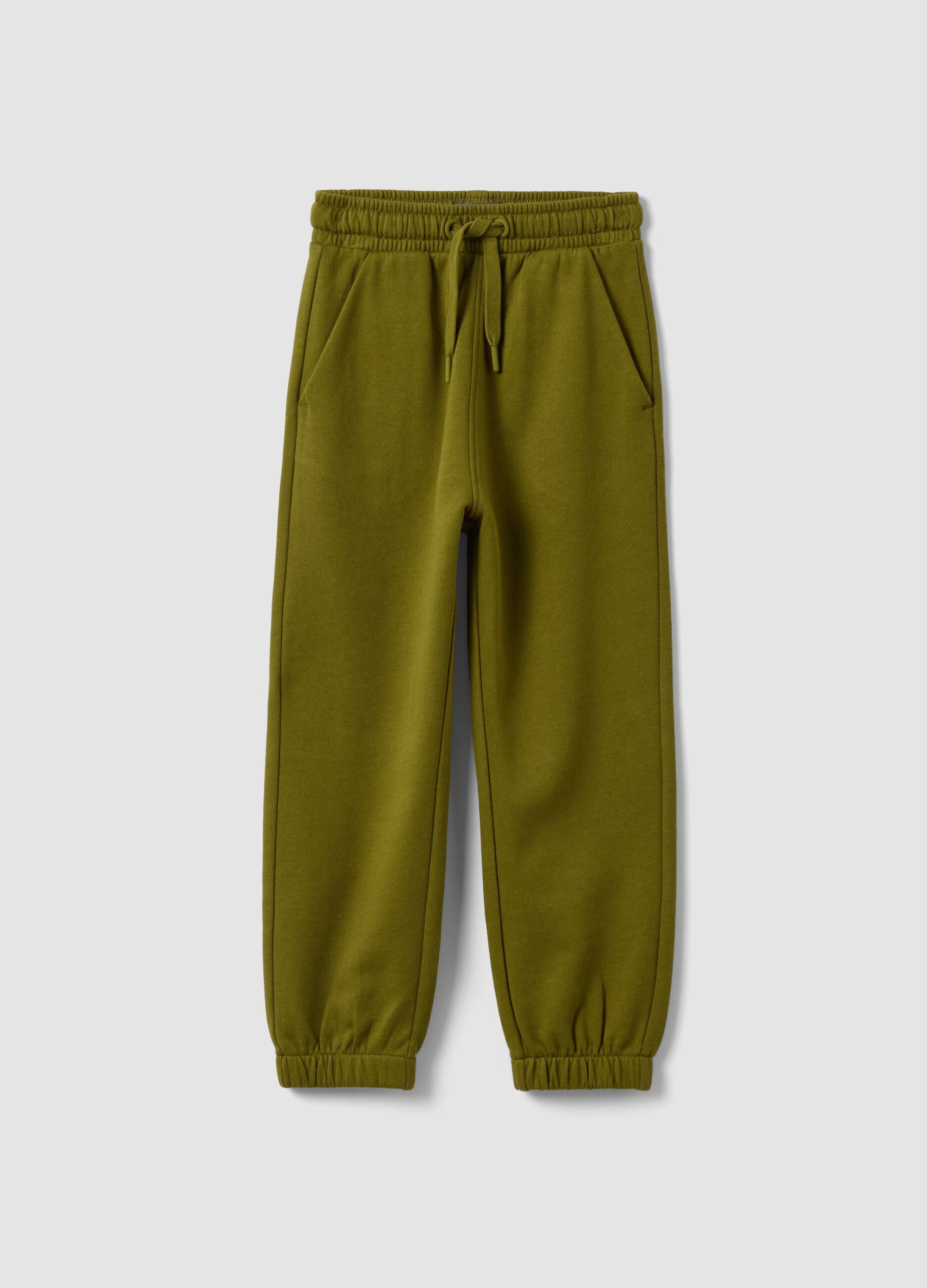 Green organic cotton jogger trousers