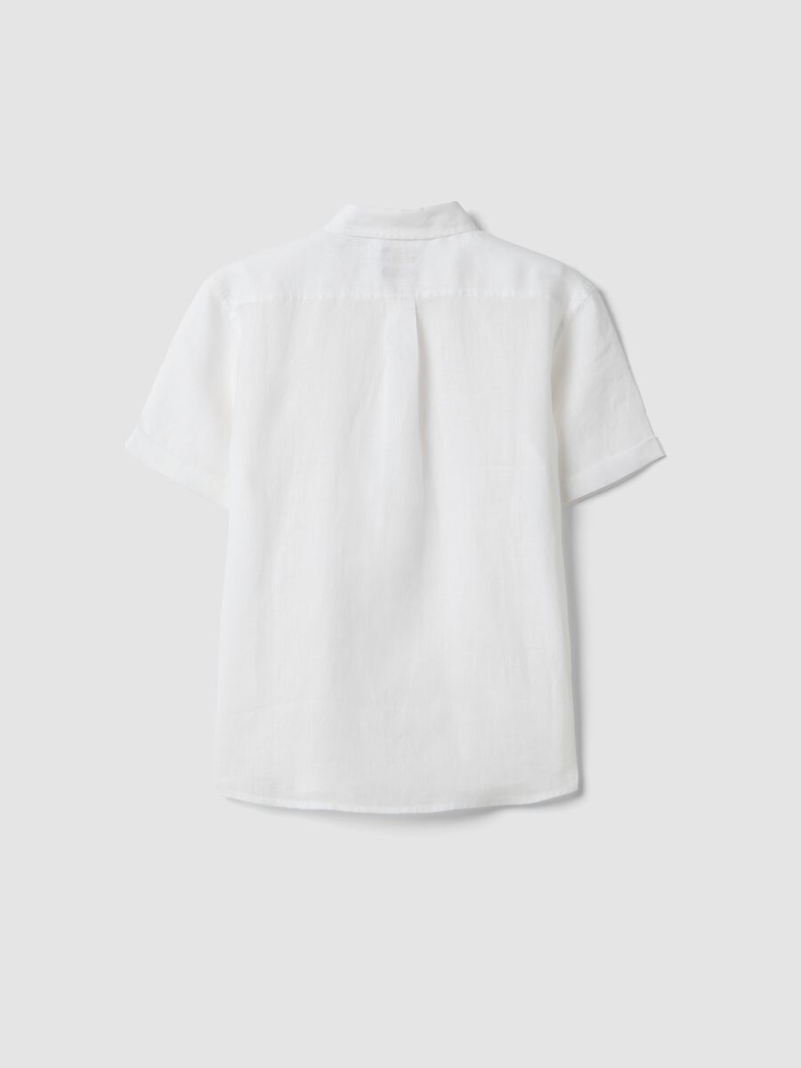 White pure linen oversized shirt for boys_4