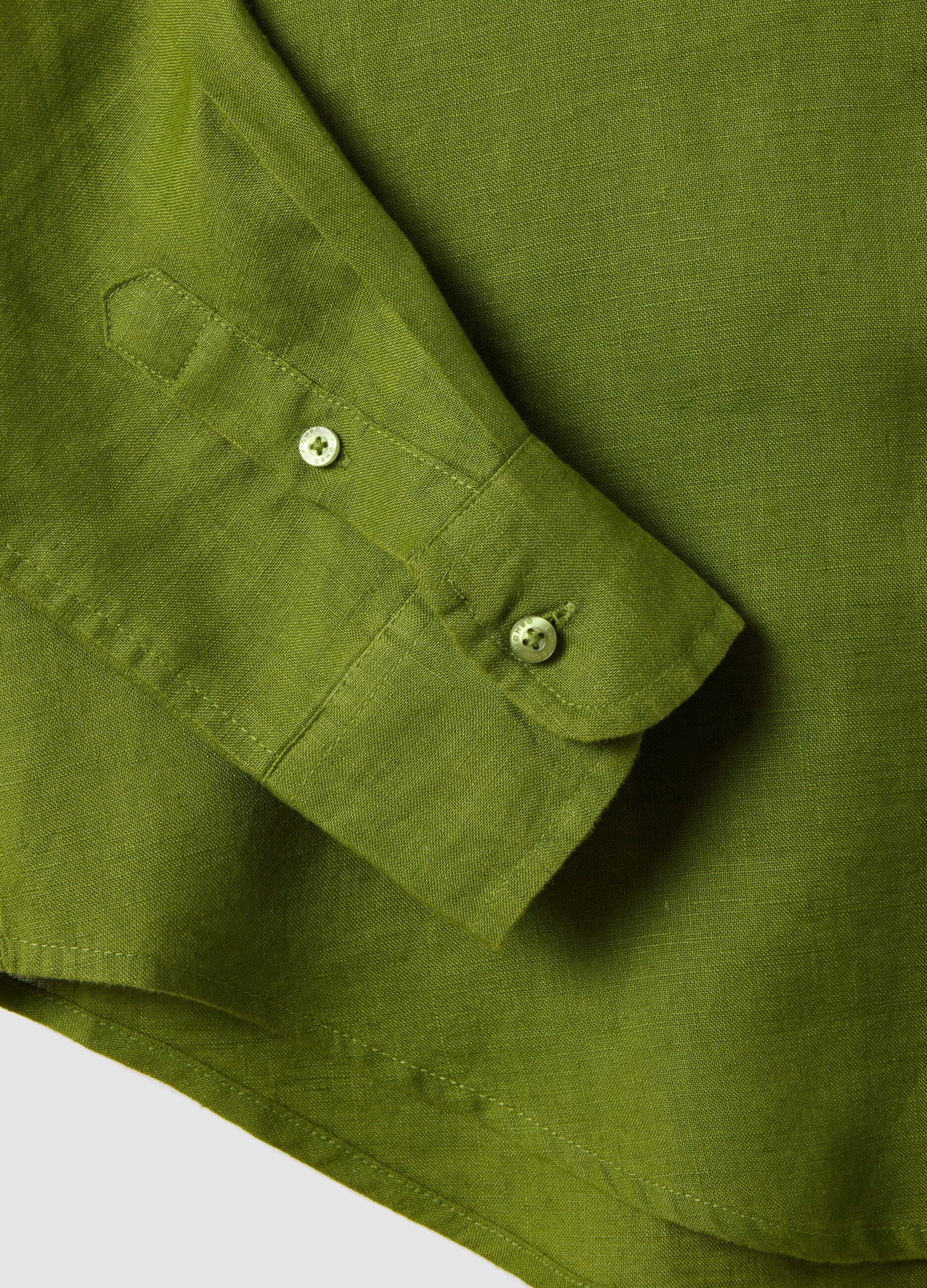 Green Pure Linen Regular Fit Shirt