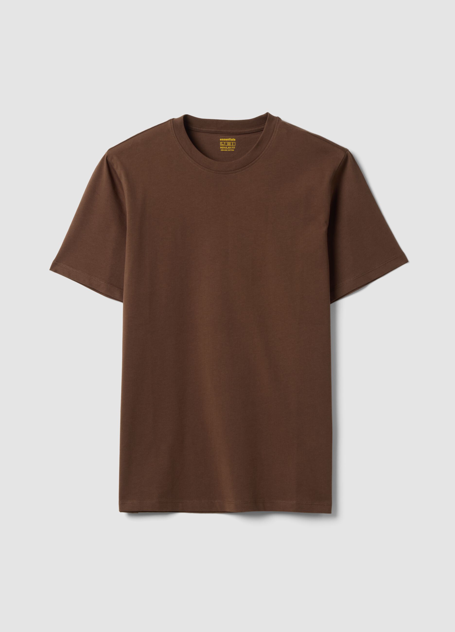 Brown regular-fit T-shirt in pure organic cotton jersey