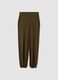 Green pure viscose trousers with elasticated cuffs, regular fit_4