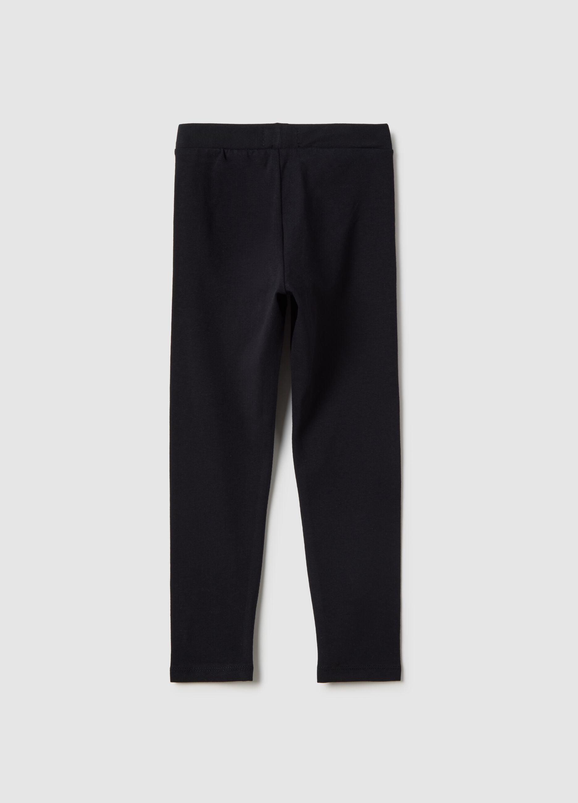 Girls' Black Stretch Cotton Slim Fit Leggings
