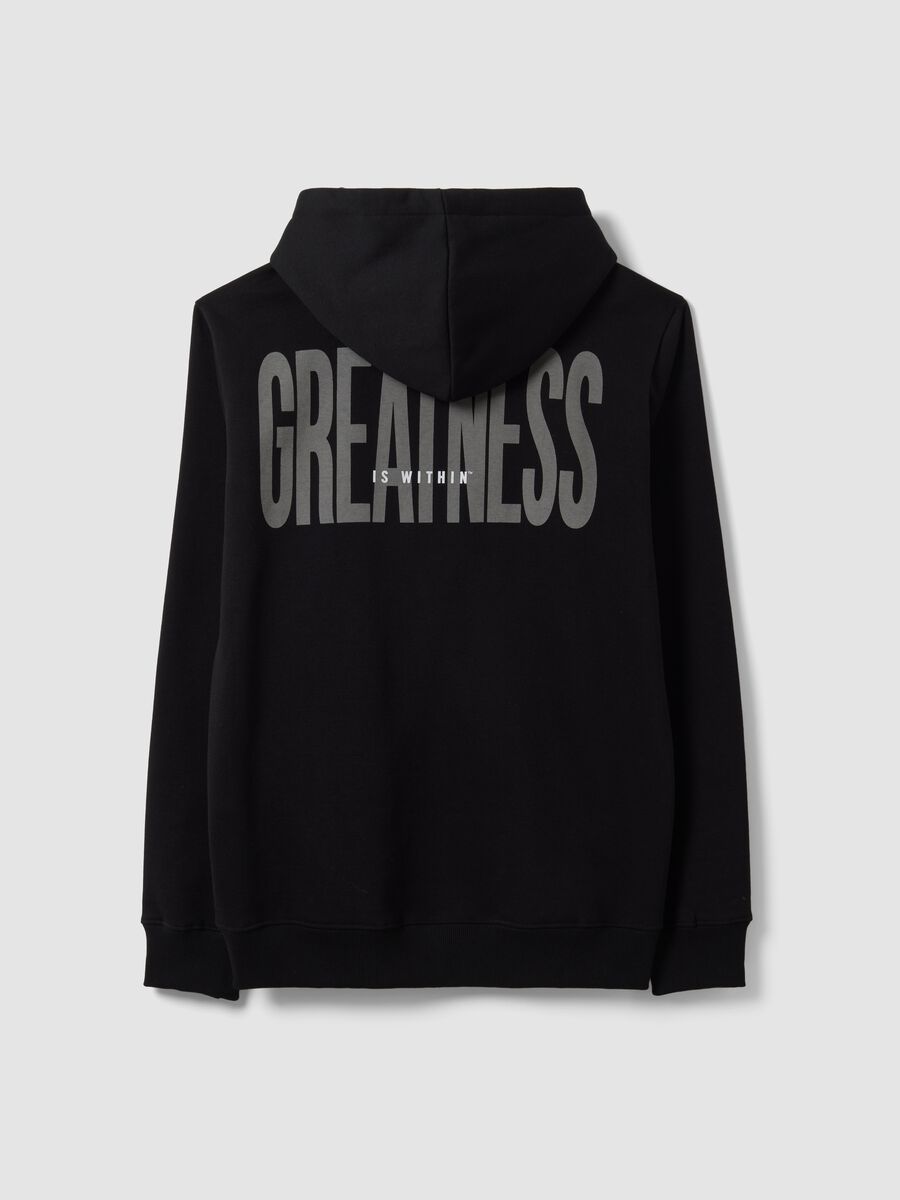 Black zip-up hooded sweatshirt in cotton blend_6