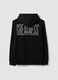 Black zip-up hooded sweatshirt in cotton blend_6