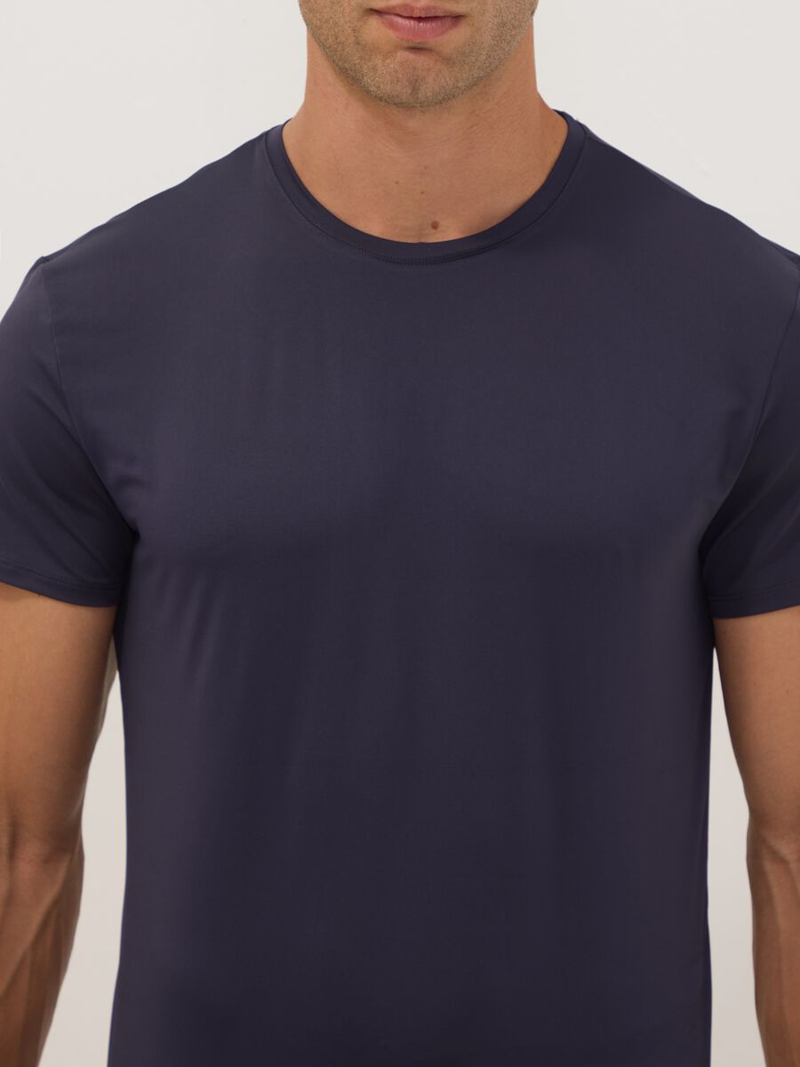 Twin pack of blue stretch microfibre T-shirts, regular fit_1