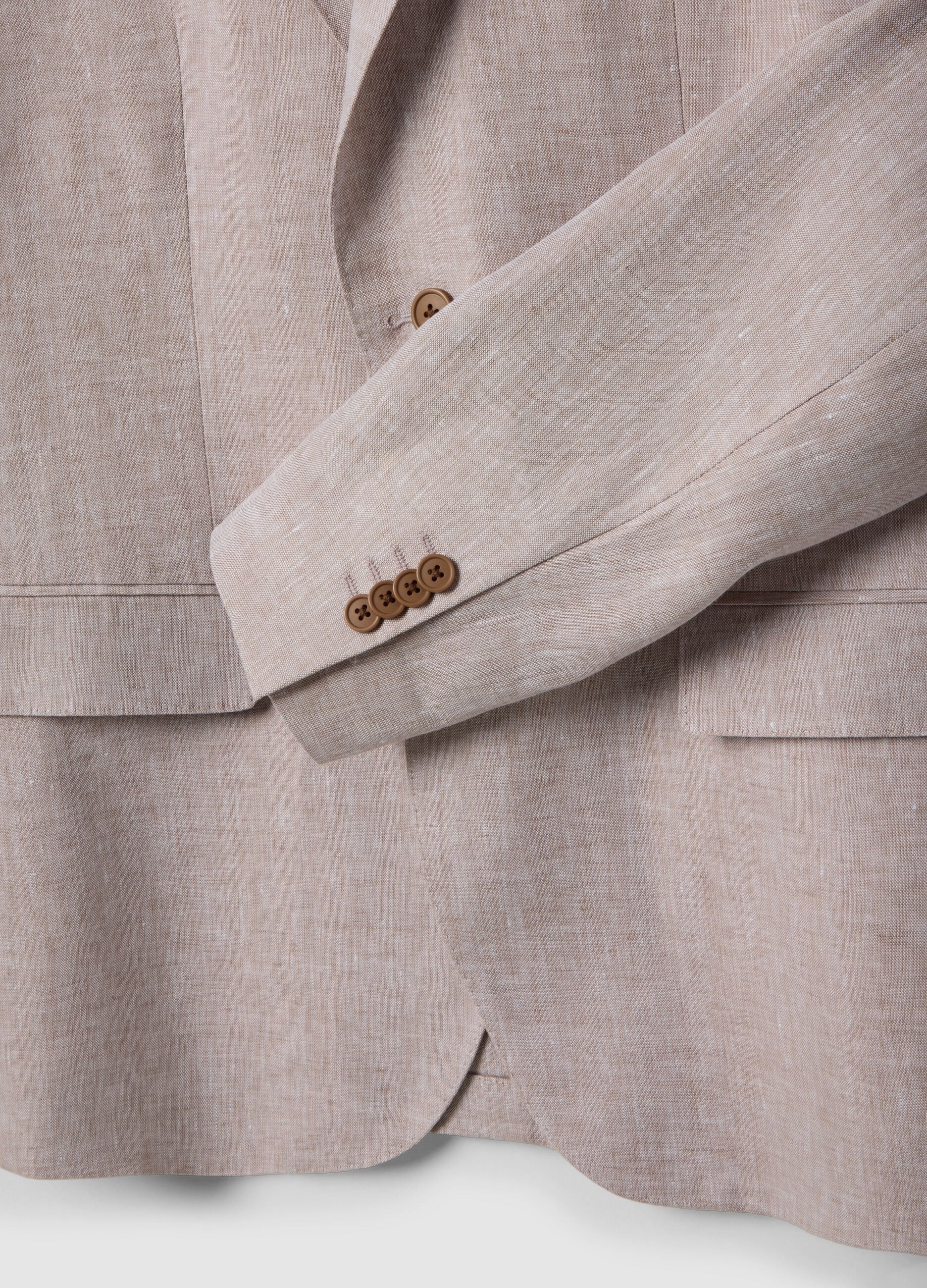 Blazer in puro lino beige slim fit