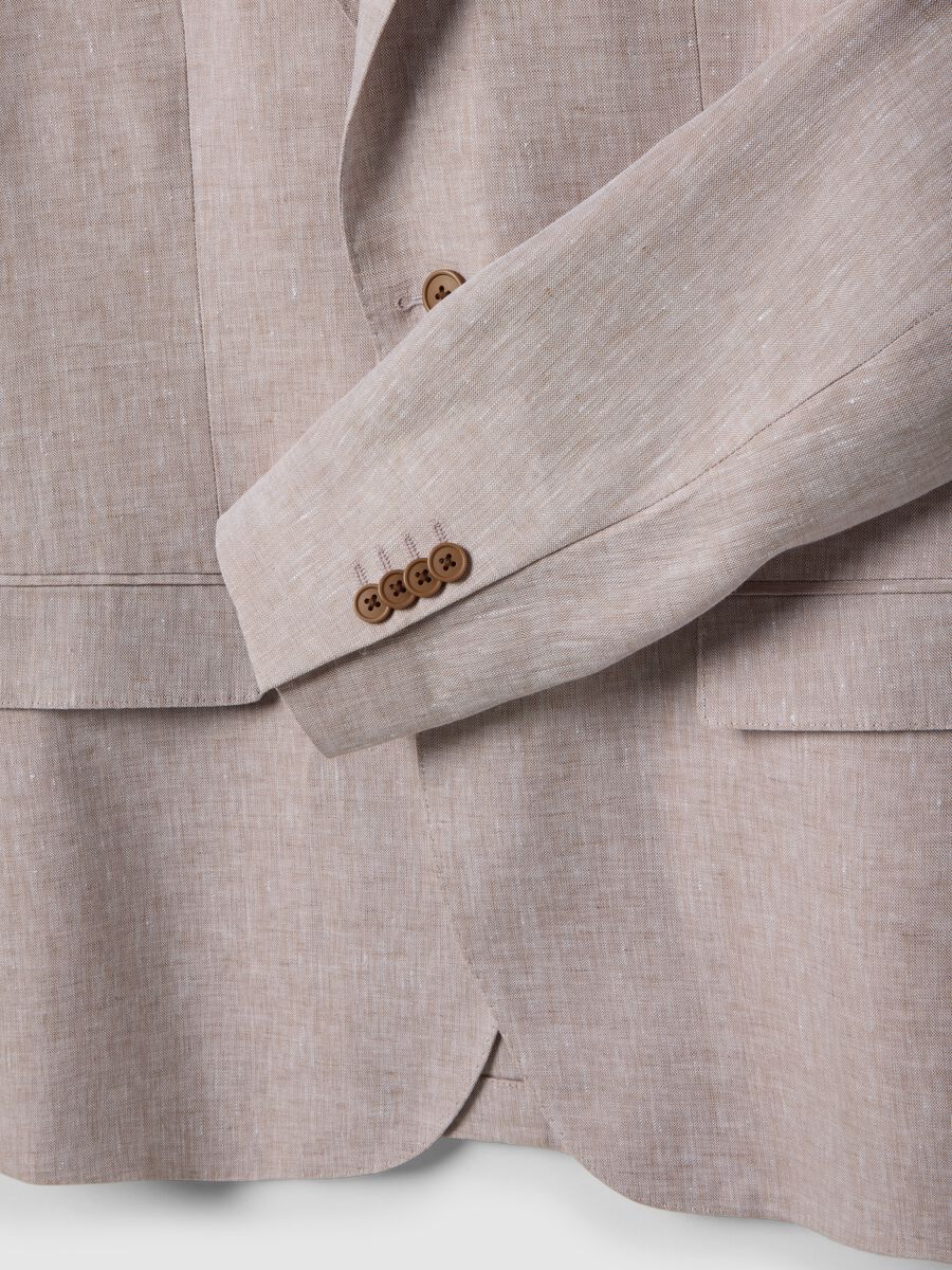 Blazer in puro lino beige slim fit_5