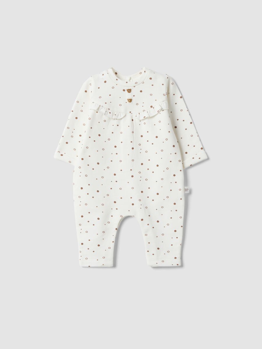 White pure organic cotton polka-dot baby sleepsuit_0