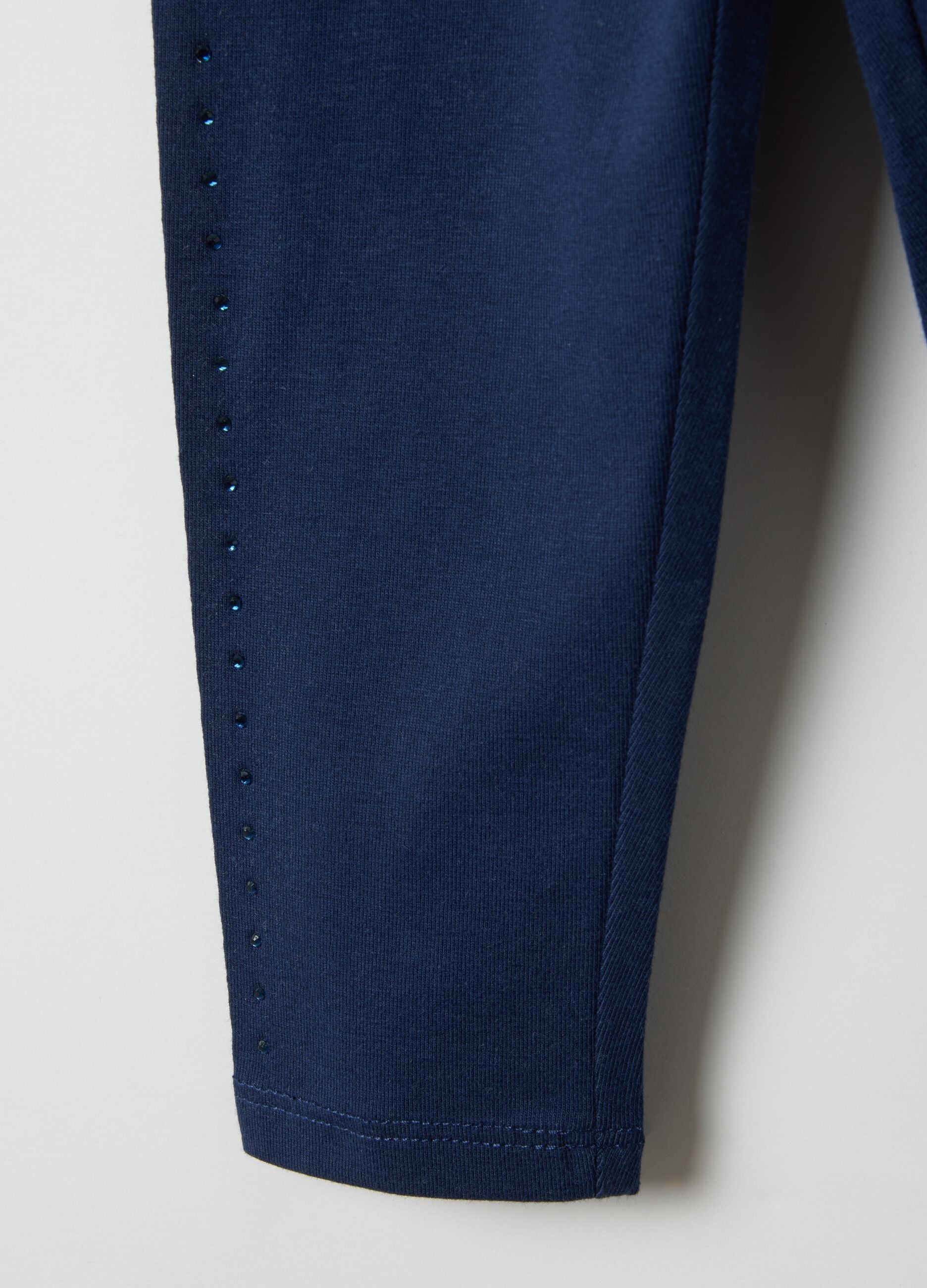 Girls' Slim Fit Blue Stretch Cotton Leggings