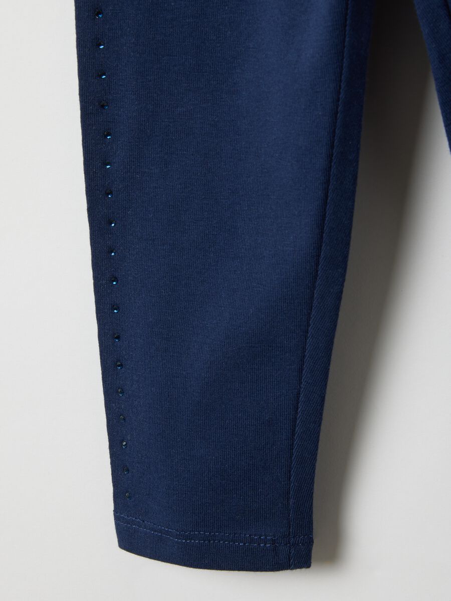 Leggings in cotone elasticizzato blu da bimba slim fit_3