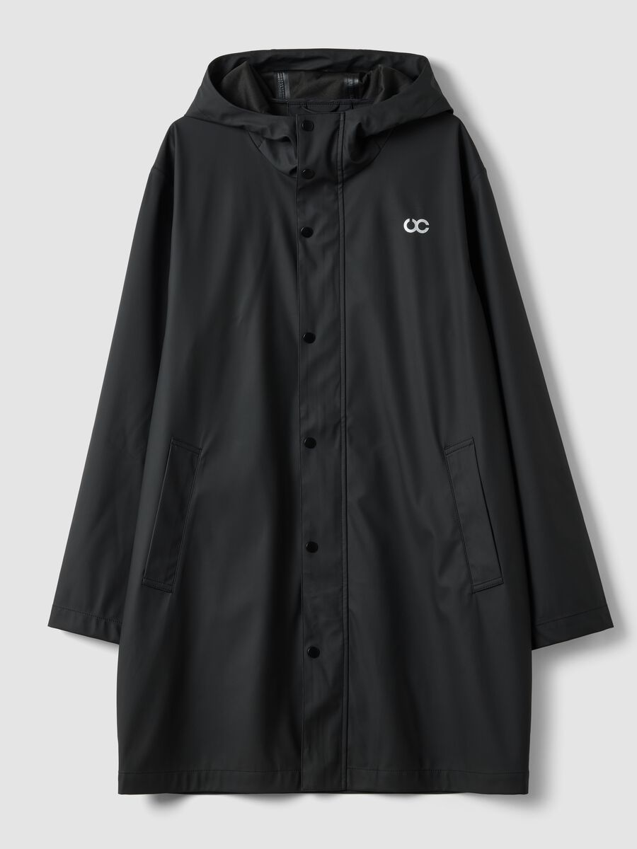 Black regular-fit raincoat with zip_0