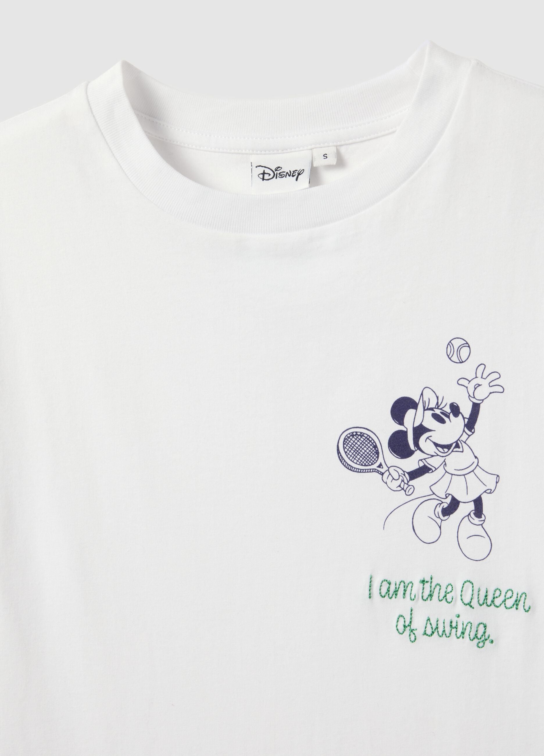 White pure cotton regular fit T-shirt with Minnie print