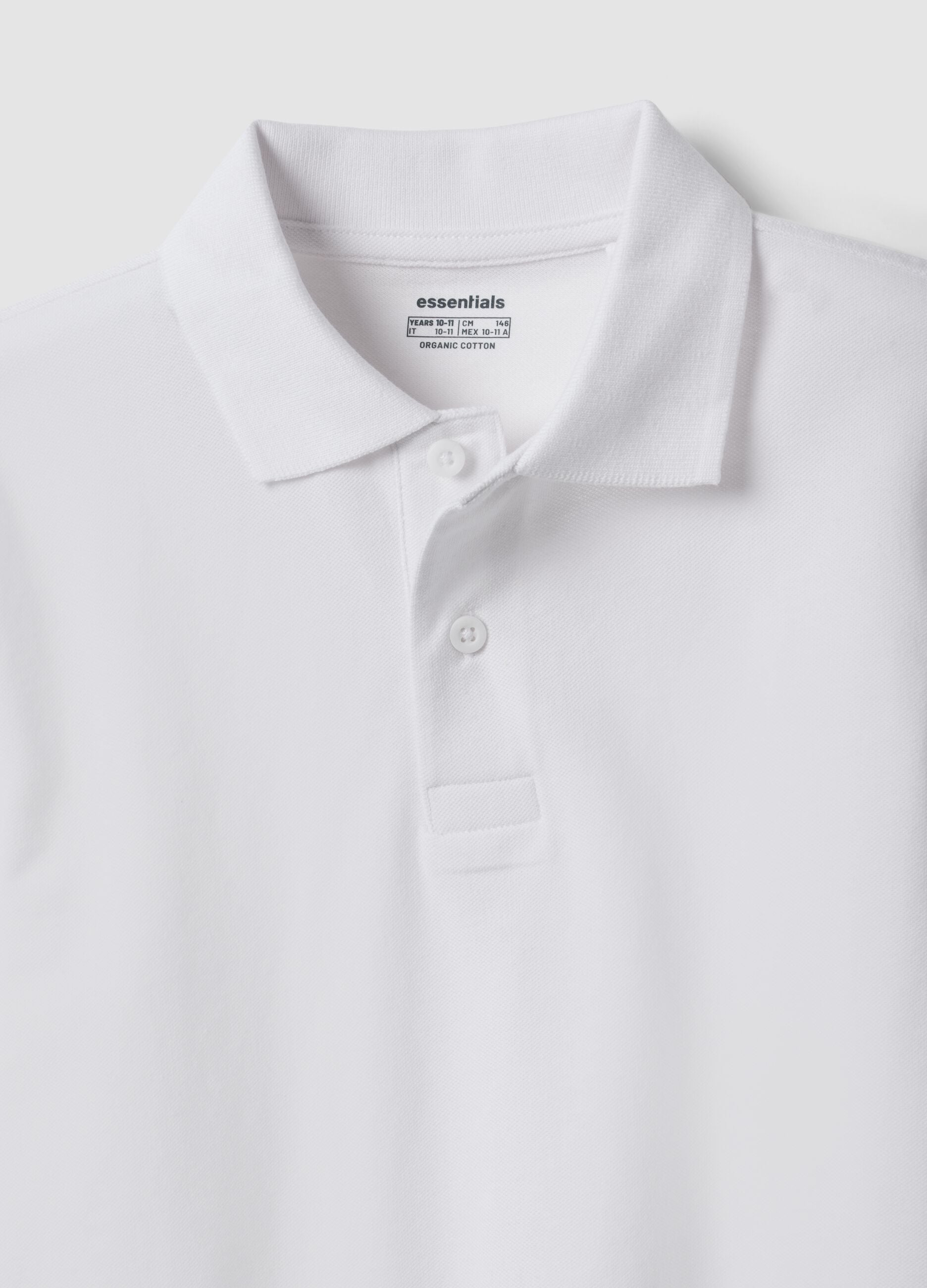 Boys&rsquo; white organic cotton piqu&eacute; polo shirt, regular fit