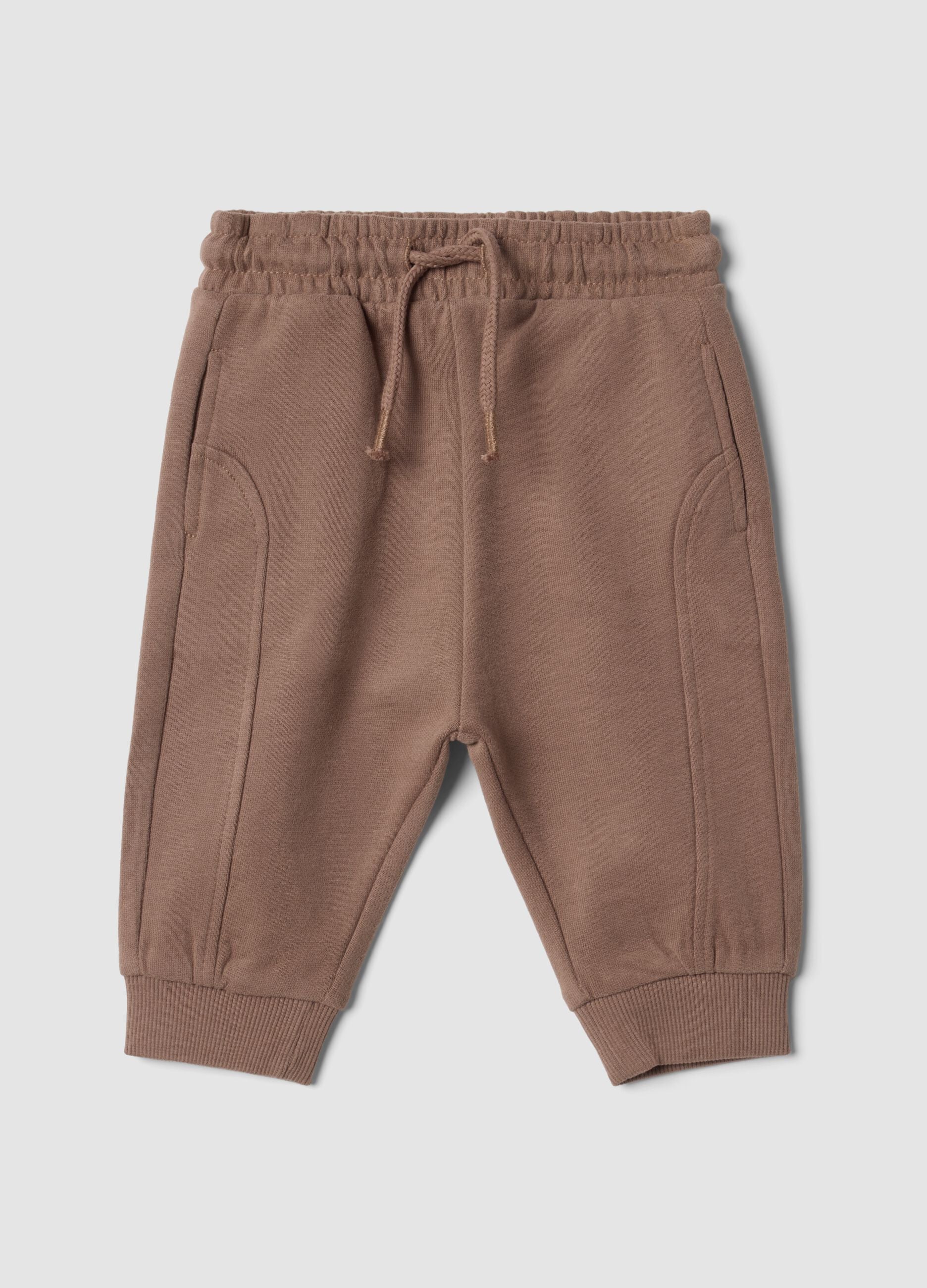 Brown organic cotton trousers with elasticated waist