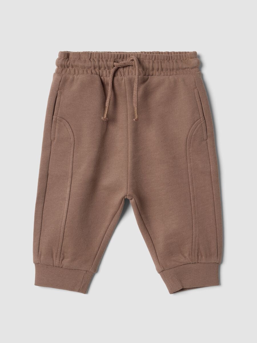 Brown organic cotton trousers with elasticated waist_0