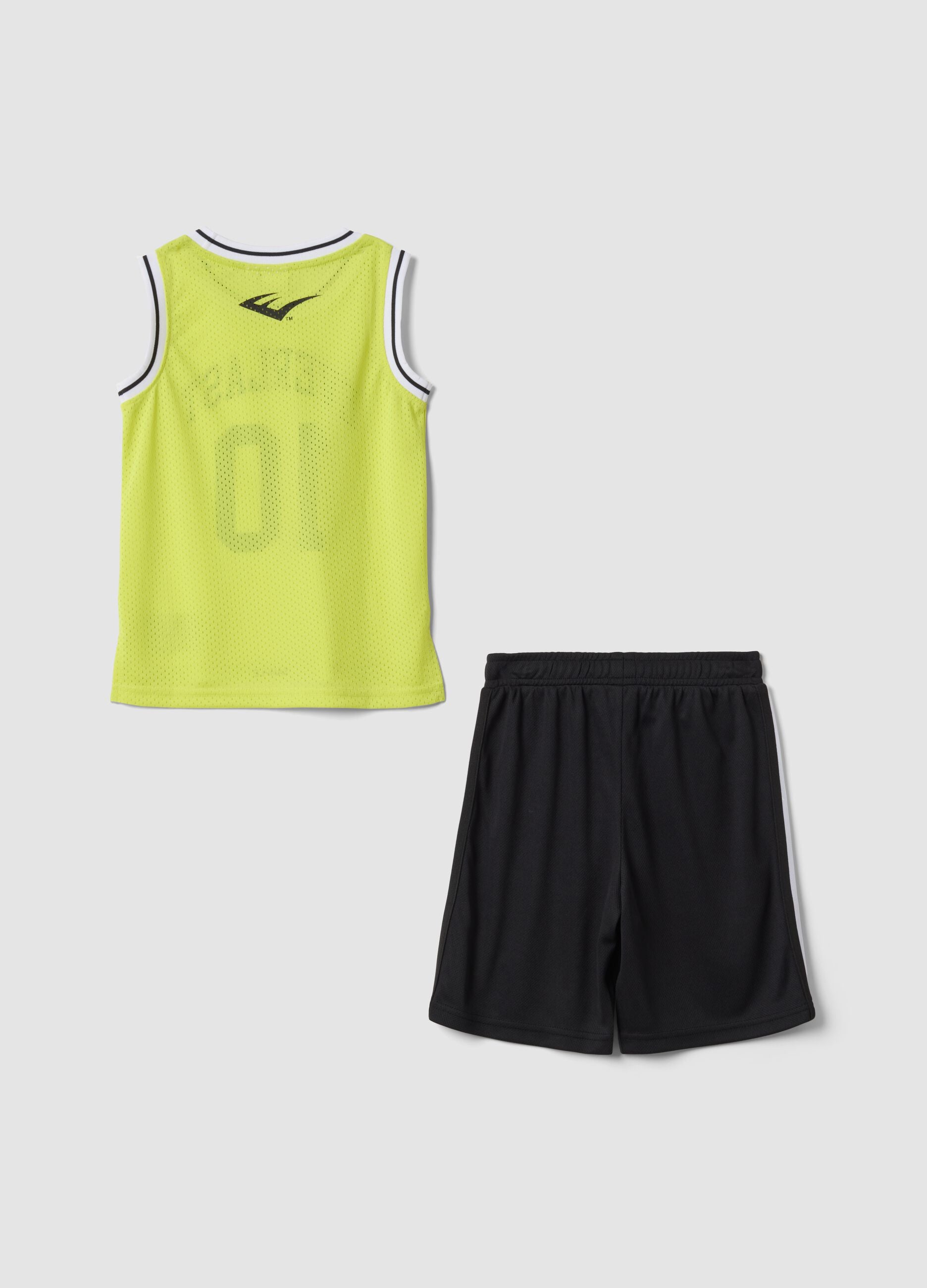 Yellow and black oversized top and shorts set for boys