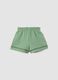 Green stretch cotton shorts for baby girl, regular fit_1