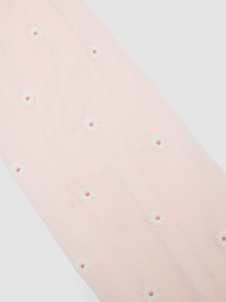 Pink Stretch Tights for Girls with Daisies_2