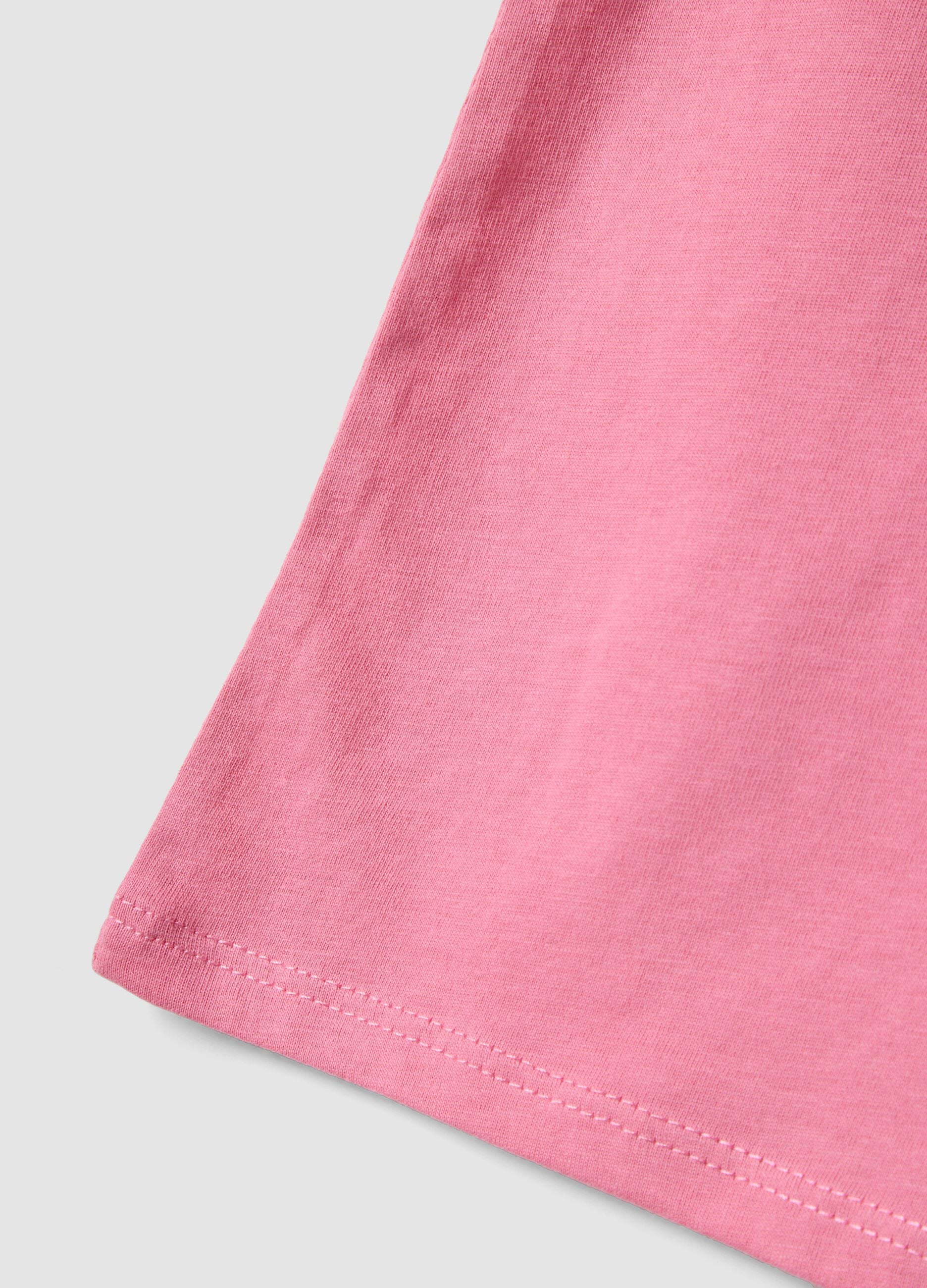 Pink organic cotton vest top with ruffle